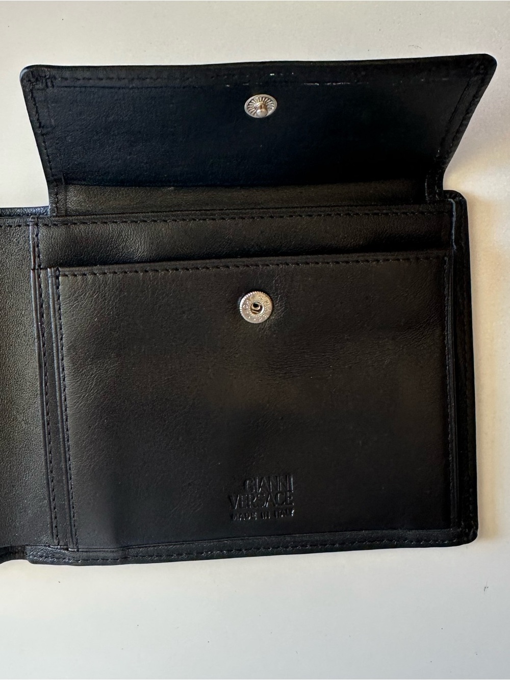 Versace Leather Bifold Wallet Logo Studs Stud Pattern Black Silver - Picture 7 of 9